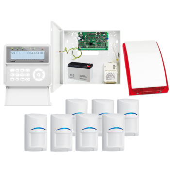 ZESTAW ALARMOWY SATEL INTEGRA 32 INT-KLCD-W 7 CZUJEK BOSCH SP-4001R