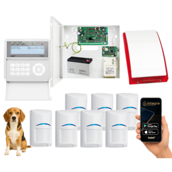 ZESTAW ALARMOWY SATEL INTEGRA 32 INT-GSM INT-KLCD-W 7x BOSCH PET SP-4001R