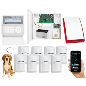 ZESTAW ALARMOWY SATEL INTEGRA 32 INT-GSM LTE INT-KLCD-W 8x BOSCH PET SP-4001R