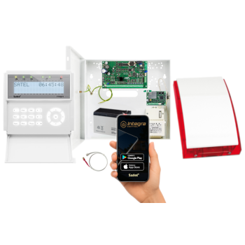 ZESTAW ALARMOWY SATEL INTEGRA 32 + INT-KLCD-W + OPU-4P + AWT150 + 7Ah + INT-GSM LTE + SYRENA SP-4001R