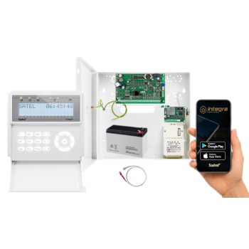 ZESTAW ALARMOWY SATEL INTEGRA 32 + INT-KLCD-W + OPU-4P + AWT150 + AKUMULATOR 7Ah + INT-GSM LTE