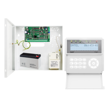 ZESTAW ALARMOWY SATEL INTEGRA 32 + INT-KLCD-W + OPU-4P + AWT150 + AKUMULATOR 7Ah