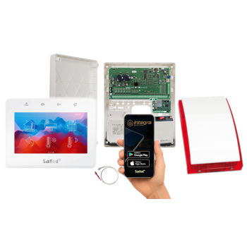 ZESTAW ALARMOWY SATEL INTEGRA 128 PLUS  + INT-TSG2R-W + OPU-3P + AWT800 + 17Ah + MODUŁ GSM LTE + SP-4001R