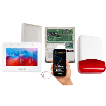 ZESTAW ALARMOWY SATEL INTEGRA 128 PLUS  + INT-TSG2R-W + OPU-3P + AWT800 + 17Ah + MODUŁ GSM LTE + TI700