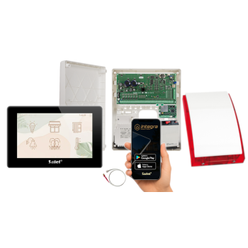 ZESTAW ALARMOWY SATEL INTEGRA 128 PLUS + INT-TSH2R-B + OPU-3P + AWT800 + 17Ah + MODUŁ GSM LTE + SP-4001R