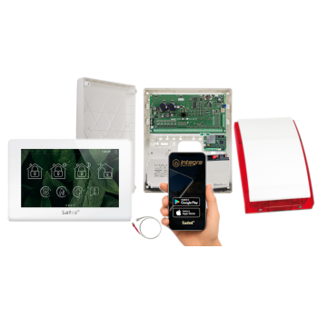 ZESTAW ALARMOWY SATEL INTEGRA 128 PLUS + INT-TSH2R-W + OPU-3P + AWT800 + 17Ah + MODUŁ GSM LTE + SP-4001R