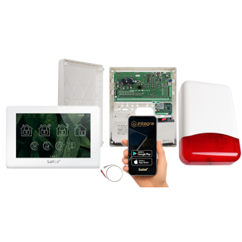 ZESTAW ALARMOWY SATEL INTEGRA 128 PLUS + INT-TSH2R-W + OPU-3P + AWT800 + 17Ah + MODUŁ GSM LTE + TI700