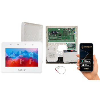 ZESTAW ALARMOWY SATEL INTEGRA 256 PLUS  + INT-TSG2R-W + OPU-3P + AWT800 + 17Ah + MODUŁ GSM LTE
