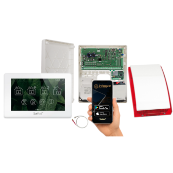 ZESTAW ALARMOWY SATEL INTEGRA 256 PLUS + INT-TSH2R-W + OPU-3P + AWT800 + 17Ah + MODUŁ GSM LTE + SP-4001R