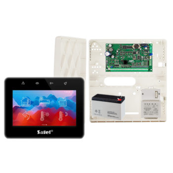 ZESTAW ALARMOWY SATEL INTEGRA 32 + INT-TSG2R-B + OPU-4P + AWT150 + AKUMULATOR 7Ah