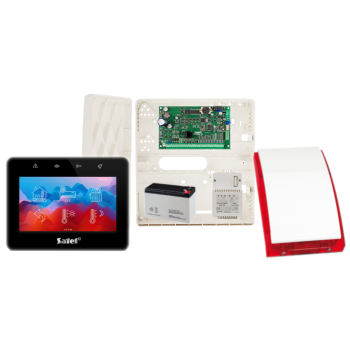 ZESTAW ALARMOWY SATEL INTEGRA 32 + INT-TSG2R-B + OPU-4P + AWT150 + AKUMULATOR 7Ah + SYRENA SP-4001R