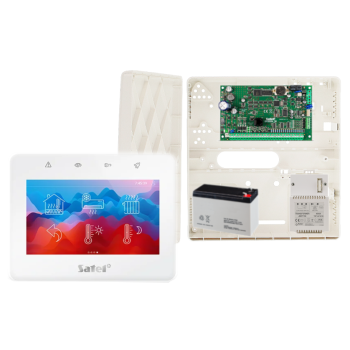 ZESTAW ALARMOWY SATEL INTEGRA 32 + INT-TSG2R-W + OPU-4P + AWT150 + AKUMULATOR 7Ah
