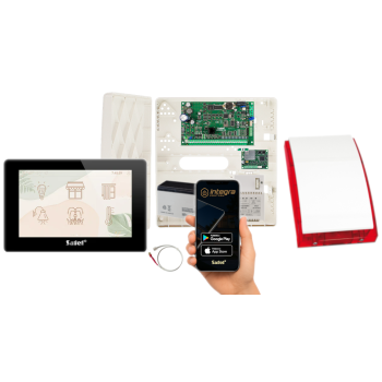 ZESTAW ALARMOWY SATEL INTEGRA 32 + INT-TSH2R-B + OPU-4P + AWT150 + 7Ah + MODUŁ GSM LTE + SYRENA SP-4001R