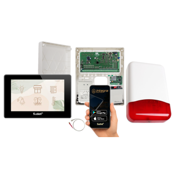ZESTAW ALARMOWY SATEL INTEGRA 64 + INT-TSH2R-B + OPU-3P + AWT682 + 17Ah + MODUŁ GSM LTE + SYRENA TI700