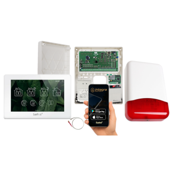 ZESTAW ALARMOWY SATEL INTEGRA 64 + INT-TSH2R-W + OPU-3P + AWT682 + 17Ah + MODUŁ GSM LTE + SYRENA TI700