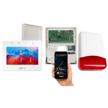 ZESTAW ALARMOWY SATEL INTEGRA 64 + INT-TSG2R-W + OPU-3P + AWT682 + 17Ah + MODUŁ GSM LTE + SYRENA TI700