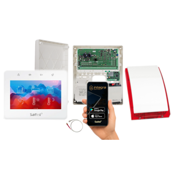 ZESTAW ALARMOWY SATEL INTEGRA 64 PLUS  + INT-TSG2R-W + OPU-3P + AWT800 + 17Ah + MODUŁ GSM LTE + SP-4001R