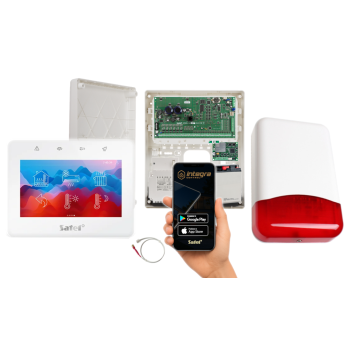 ZESTAW ALARMOWY SATEL INTEGRA 64 PLUS  + INT-TSG2R-W + OPU-3P + AWT800 + 17Ah + MODUŁ GSM LTE + TI700