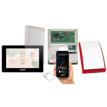 ZESTAW ALARMOWY SATEL INTEGRA 64 PLUS + INT-TSH2R-B + OPU-3P + AWT800 + 17Ah + MODUŁ GSM LTE + SP-4001R