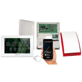 ZESTAW ALARMOWY SATEL INTEGRA 64 PLUS + INT-TSH2R-W + OPU-3P + AWT800 + 17Ah + MODUŁ GSM LTE + SP-4001R