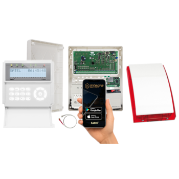 ZESTAW ALARMOWY SATEL INTEGRA 64 + INT-KLCD-W + OPU-3P + AWT682 + 17Ah + INT-GSM LTE + SYRENA SP-4001R