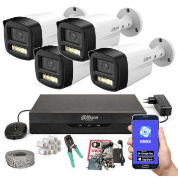 ZESTAW MONITORINGU DAHUA 8Mpx - 4 Kamery Tubowe, Dysk 1TB, IR+LED, Zdalny dostęp, Akcesoria
