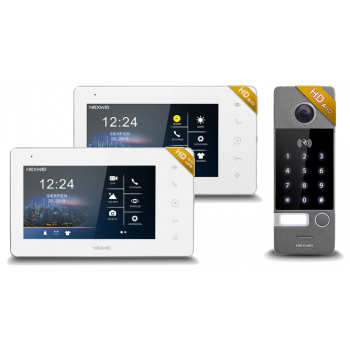 ZESTAW WIDEODOMOFONOWY NEXWEI NW-VO4KHR-G  + NW-VI9S-W + NW-VI9E-W 720p 7" LCD IPS 15V +CZYTNIK RFID