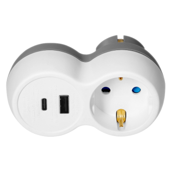 ROZGAŁĘŹNIK 2P+Z 2x USB ORNO OR-AE-13302(GS) 16A SCHUKO