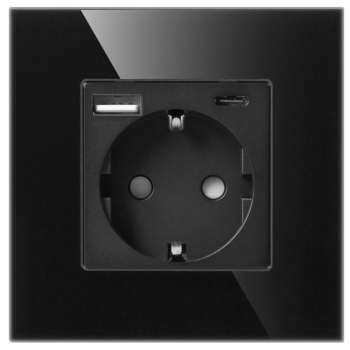 GNIAZDO POJEDYNCZE PODTYNKOWE 2x USB ORNO OR-AE-13308(GS)/B max. 20W 2P+Z SCHUKO IP20