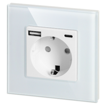 GNIAZDO POJEDYNCZE PODTYNKOWE 2x USB ORNO OR-AE-13308(GS)/W max. 20W 2P+Z SCHUKO IP20