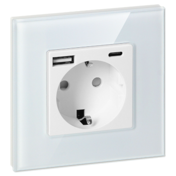 GNIAZDO POJEDYNCZE PODTYNKOWE 2x USB ORNO OR-AE-13308(GS)/W max. 20W 2P+Z SCHUKO IP20