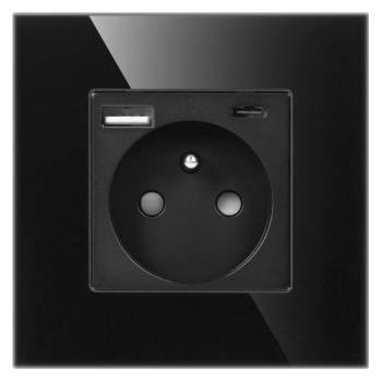 GNIAZDO POJEDYNCZE PODTYNKOWE 2x USB ORNO OR-AE-13308/B max. 20W 2P+Z 16A IP20