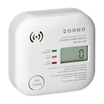 BATERYJNY CZUJNIK TLENKU WĘGLA CZADU ORNO OR-DC-639 WBUDOWANA BATERIA