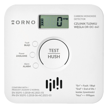 BATERYJNY CZUJNIK TLENKU WĘGLA CZADU ORNO OR-DC-641 Tuya WiFi