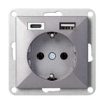 GNIAZDO POJEDYNCZE PODTYNKOWE PEARL Z ŁADOWARKĄ 2xUSB ORNO OR-OE-7705(GS)/USBAC/A IP20 5szt