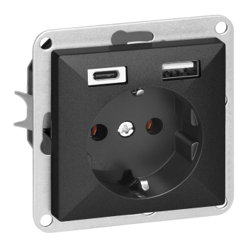 GNIAZDO POJEDYNCZE PODTYNKOWE PEARL Z ŁADOWARKĄ 2xUSB ORNO OR-OE-7705(GS)/USBAC/B IP20 5szt