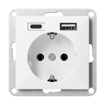 GNIAZDO POJEDYNCZE PODTYNKOWE PEARL Z ŁADOWARKĄ 2xUSB ORNO OR-OE-7705(GS)/USBAC/W IP20 5szt