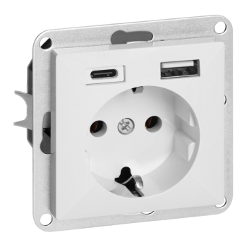 GNIAZDO POJEDYNCZE PODTYNKOWE PEARL Z ŁADOWARKĄ 2xUSB ORNO OR-OE-7705(GS)/USBAC/W IP20 5szt