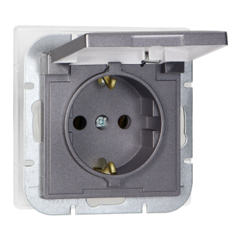 GNIAZDO POJEDYNCZE PODTYNKOWE Z KLAPKĄ PEARL ORNO OR-OE-7705(GS)/AA SCHUKO IP20 BRYZGOSZCZELNE 10szt