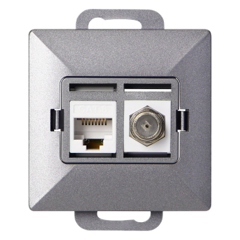 GNIAZDO POJEDYNCZE TYPU F + 1x RJ45 PODTYNKOWE PEARL ORNO OR-OE-7718/A IP20
