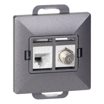 GNIAZDO POJEDYNCZE TYPU F + 1x RJ45 PODTYNKOWE PEARL ORNO OR-OE-7718/A IP20