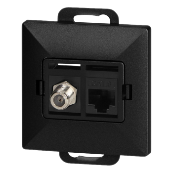 GNIAZDO POJEDYNCZE TYPU F + 1x RJ45 PODTYNKOWE PEARL ORNO OR-OE-7718/B IP20