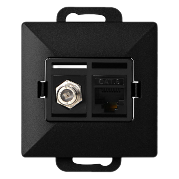 GNIAZDO POJEDYNCZE TYPU F + 1x RJ45 PODTYNKOWE PEARL ORNO OR-OE-7718/B IP20