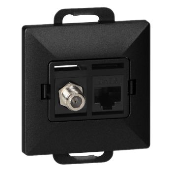 GNIAZDO POJEDYNCZE TYPU F + 1x RJ45 PODTYNKOWE PEARL ORNO OR-OE-7718/B IP20