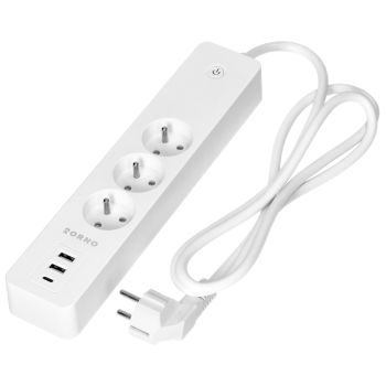 PRZEDŁUŻACZ Tuya Smart Wi-Fi ORNO OR-SH-17520/W 3 GNIAZDA 3xUSB WŁĄCZNIK