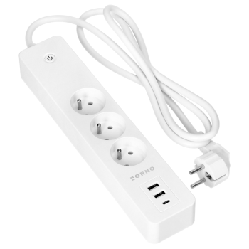PRZEDŁUŻACZ Tuya Smart Wi-Fi ORNO OR-SH-17520/W 3 GNIAZDA 3xUSB WŁĄCZNIK