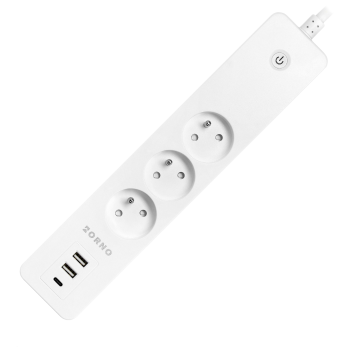 PRZEDŁUŻACZ Tuya Smart Wi-Fi ORNO OR-SH-17520/W 3 GNIAZDA 3xUSB WŁĄCZNIK