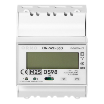 LICZNIK ENERGII 3-FAZOWY WIELOTARYFOWY ORNO OR-WE-530 100A RS485 MID 4 MODUŁY