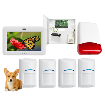 SYSTEM ALARMOWY PARADOX EVO 192 4 CZUJKI Bosch Pet 20kg TM50 BIAŁY TI700