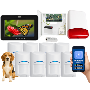 SYSTEM ALARMOWY PARADOX SPECTRA SP6000+ 8x Bosch Pet 20kg TM50 CZARNY TI700 IP180